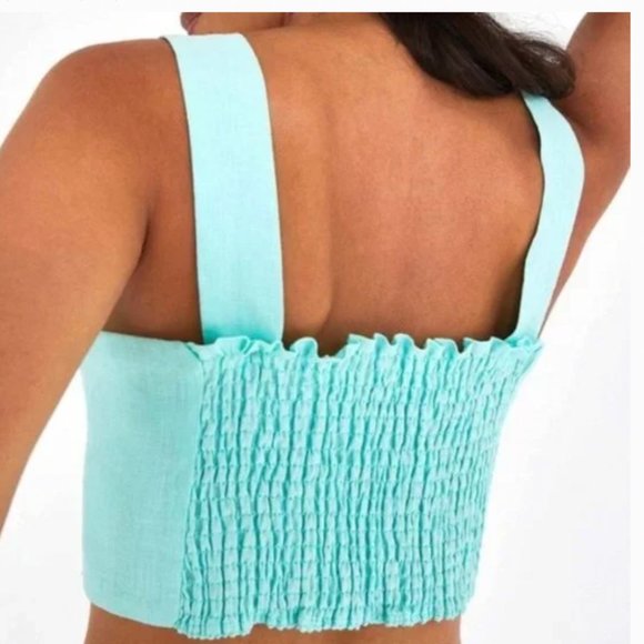 FARM Rio Linen Wide Strap Crop Top - Picture 2 of 7